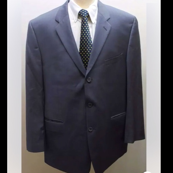 CK Calvin Klein Men Blazer Gray Pin Stripe 100% Wool 3 Buttons 48R Canada - Picture 1 of 9